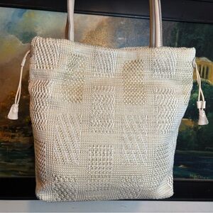 Furla Cream Woven Tote Bag
